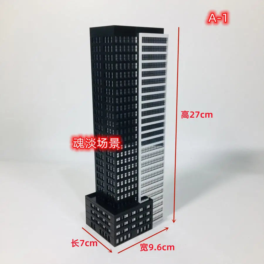 Diorama 1:300 Scale Architectural Model City Skyscraper Building Scene Display Model Railway Train Assembled Layout - A-1