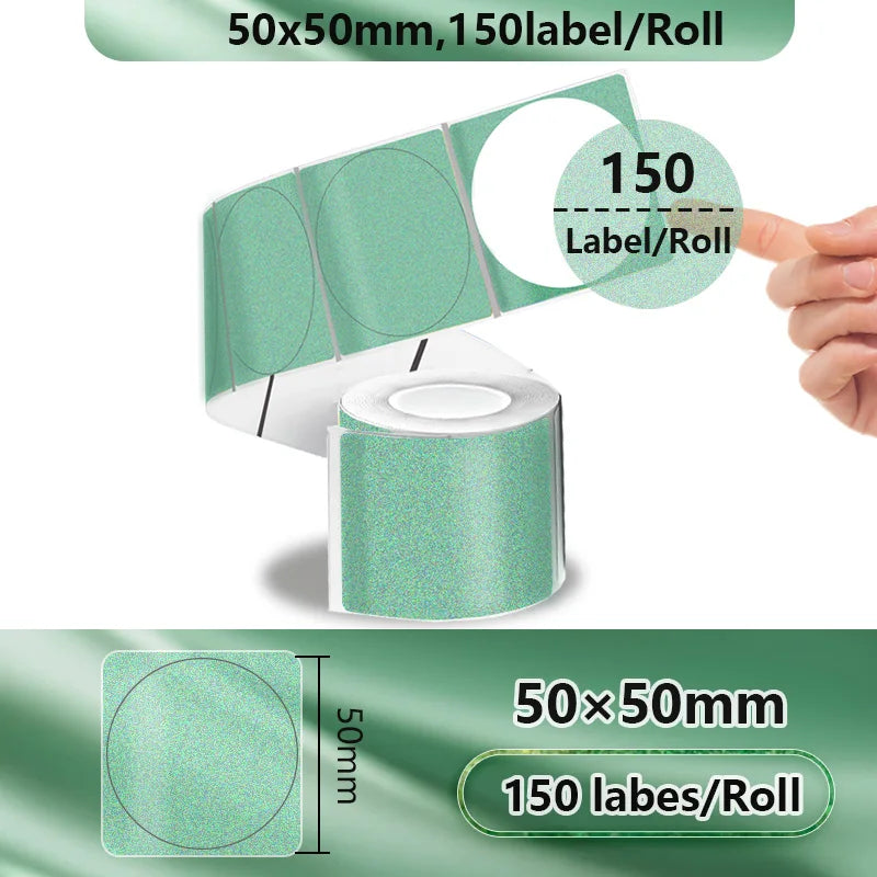 Munbyn/Nelko Holographic Laser Label Sticker Matte Silver Thermal Paper for M110 M220 M200 E210 P50 PM220 DETONG P1 WP9520 Ma