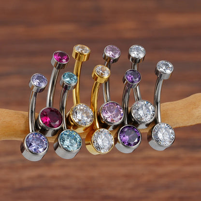 Right Grand ASTM F136 Titanium Belly Button Rings 10mm 12mm with Round CZ Internally Threaded Navel Rings Belly Bars