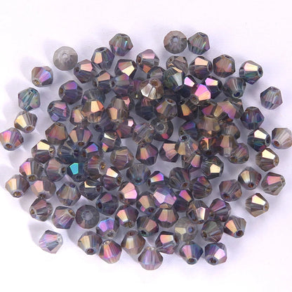 100Pcs 4MM Glass Bicone Shaped Beads Faceted Crystal Beads for Jewelry Making Bracelet Necklace Earrings DIY Beading