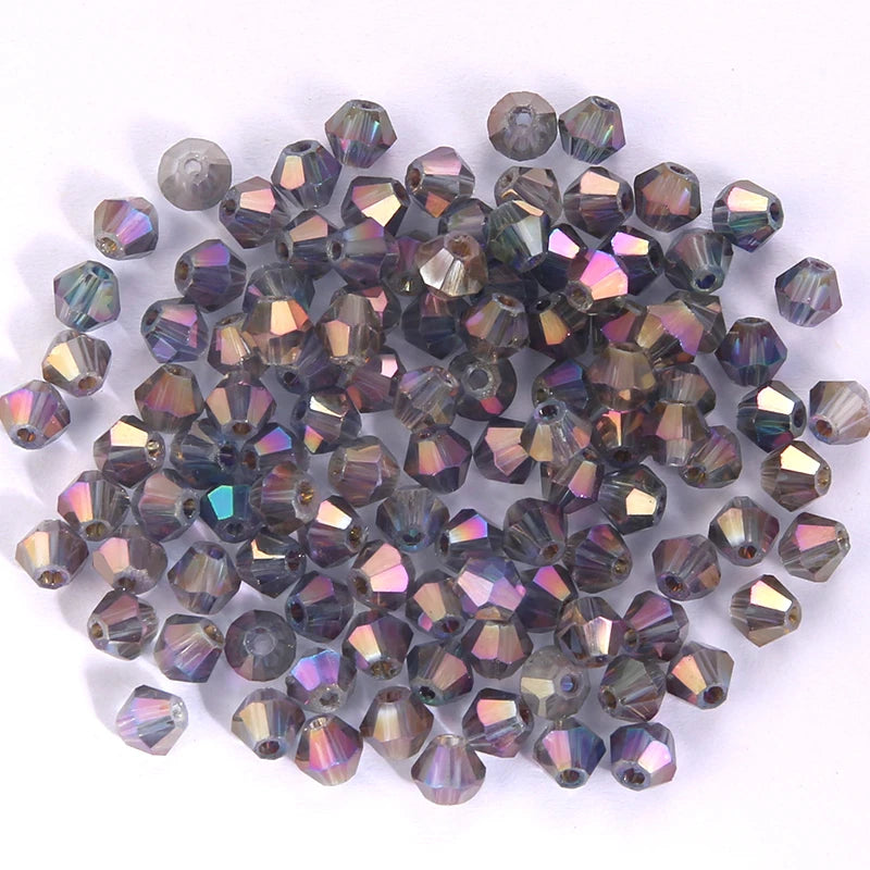 100Pcs 4MM Glass Bicone Shaped Beads Faceted Crystal Beads for Jewelry Making Bracelet Necklace Earrings DIY Beading - 22