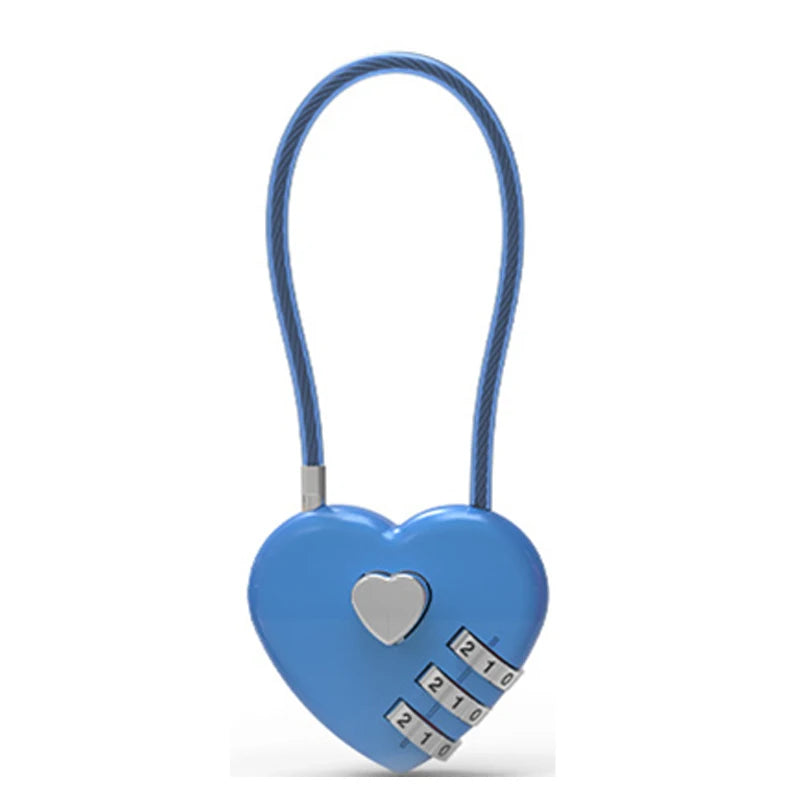 Love Lock Wedding Lock Heart Love Combination Lock School Bag Backpack Trolley Box Concentric Lock Color Zinc Alloy - SKY BLU