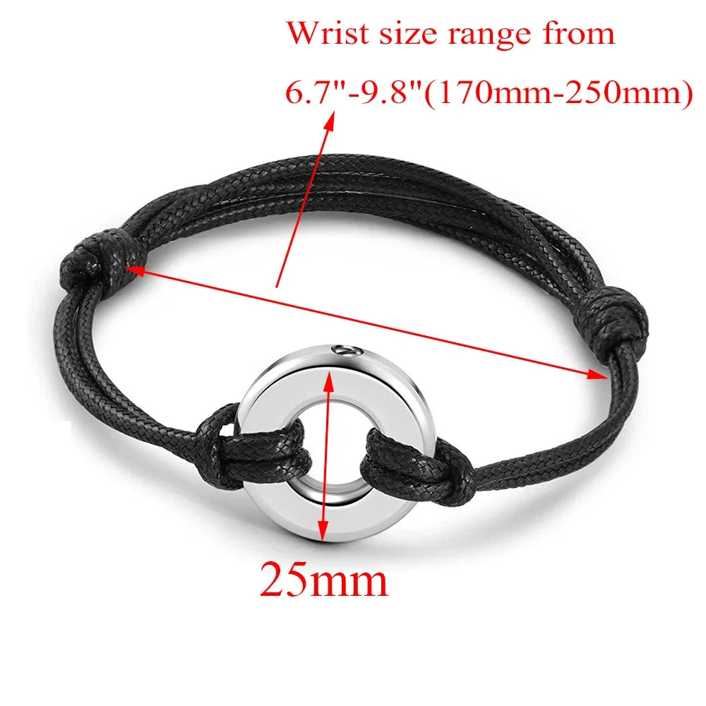 Cremation Urns Bracelet for Ashes Memorial Bracelets Circle of Life Eternity Jewelry for Men Women Adjustable Length 17cm-25c