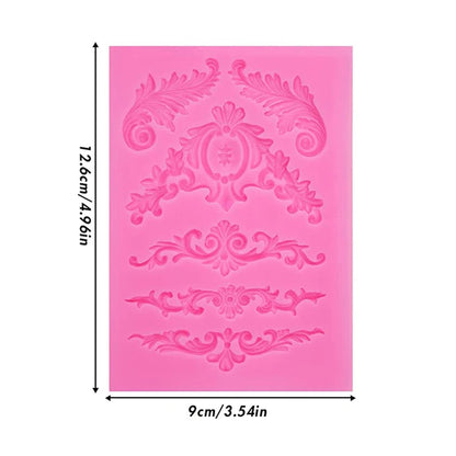 Baroque Style Curlicues Scroll Lace Fondant Silicone Mold Cake Border Decoration Cupcake Top Decoration Mold - 1