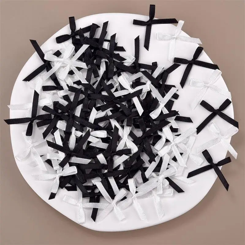 100Pcs Mini Satin Ribbons Flowers Bows Ties For DIY Craft Scrapbooking Embellishment Accessories Pets Hair Clothes Decoration