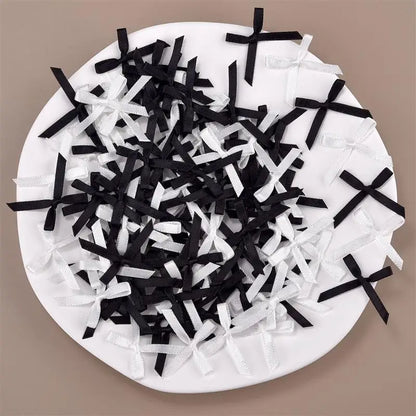 100Pcs Mini Satin Ribbons Flowers Bows Ties For DIY Craft Scrapbooking Embellishment Accessories Pets Hair Clothes Decoration