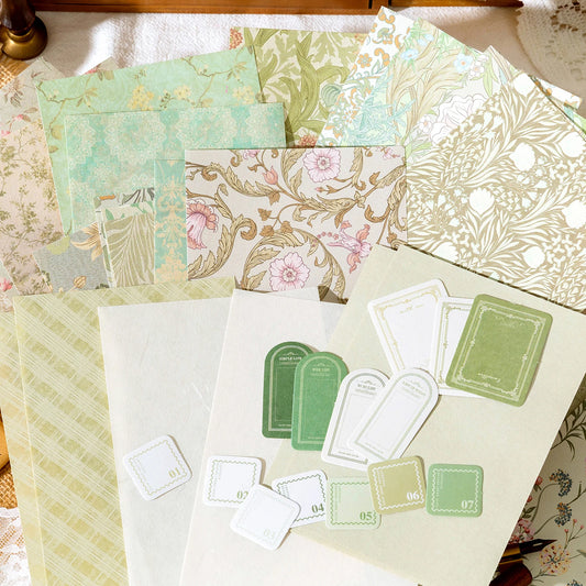 40Pcs Vintage Decorative Collage DIY Craft Background Paper Floral Handmade Paper Mix Material Junk Journal Planner Scrapbook