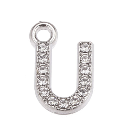10/26pcs Silver Color Alloy Crystal Mini Alphabet 26 Letter Charms Pendants for Women Necklace Earring Jewelry Accessories - 