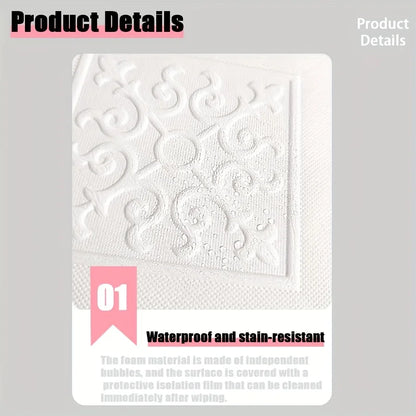 20pcs 3D Ceiling Wallpaper self adhesive wall decor Waterproof foam Design Sticker for bedroom wall sticker paper