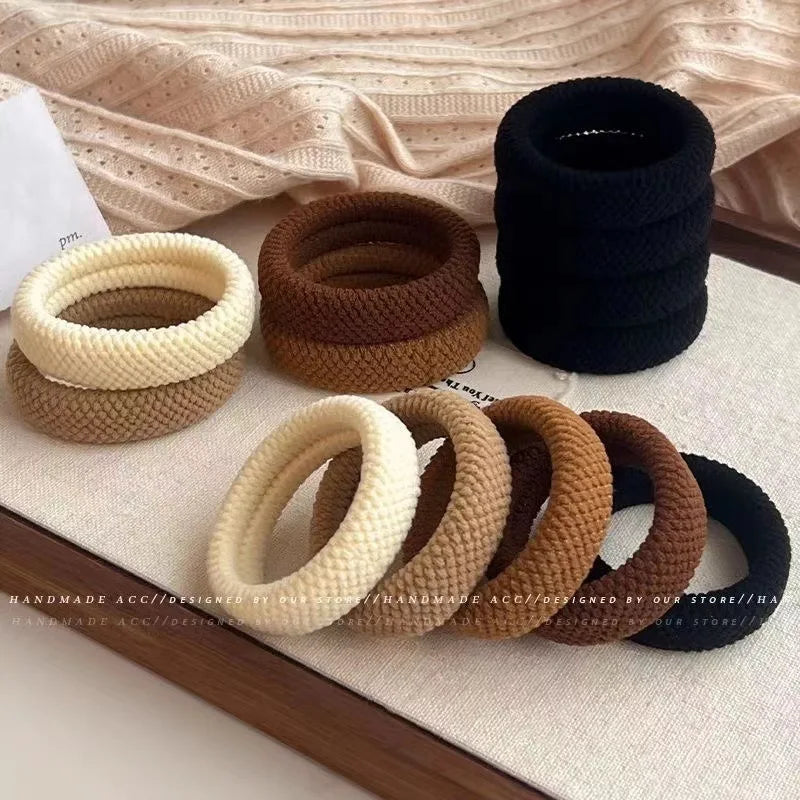 5/10 Mix Color High Elasticity Thickened Versatile Simple Scrunchies, Hair-Friendly (Random Color) Hair Ties Hair Rope - 10Pc