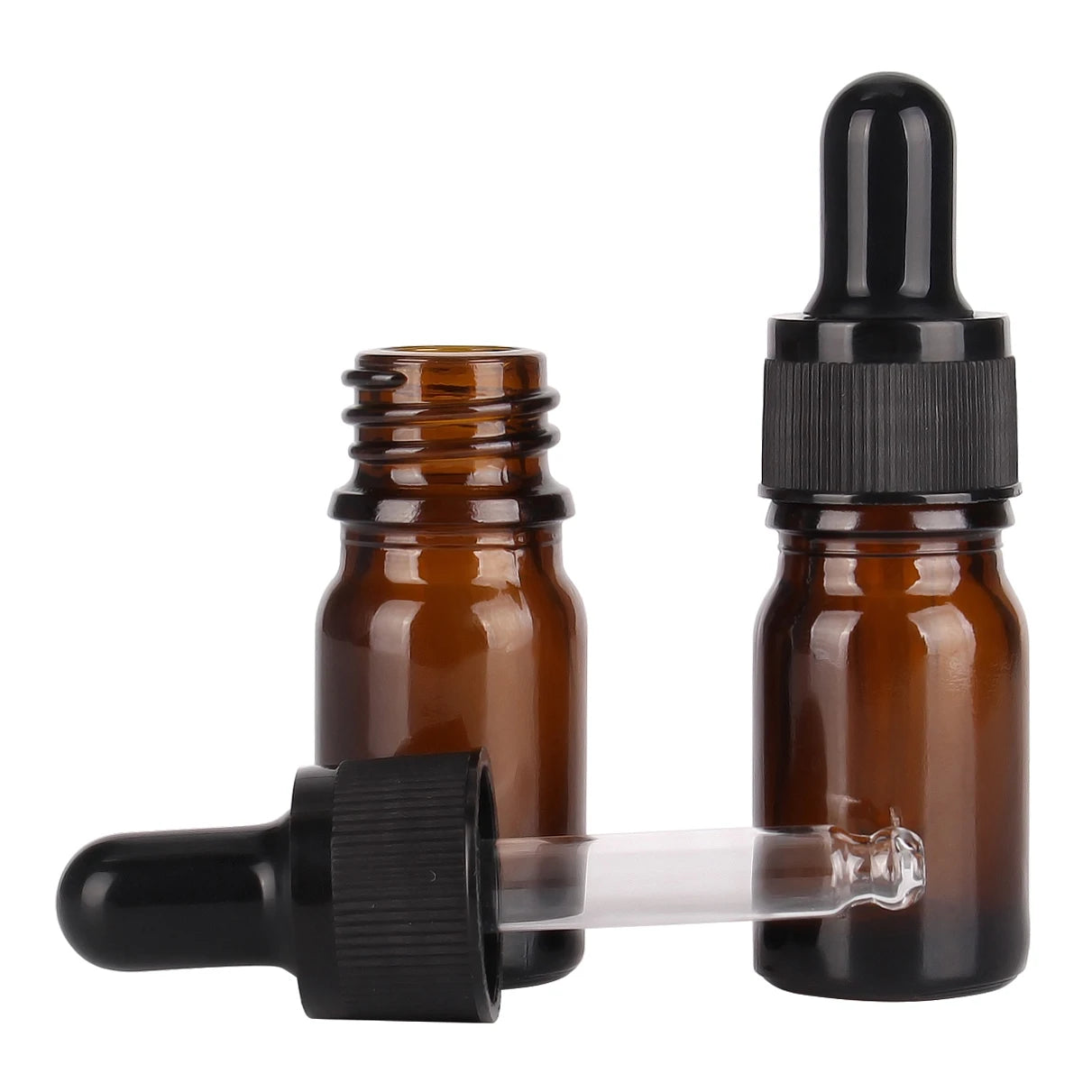 6/12/24pcs 5ml 10ml 15ml 20ml 30ml 50ml 100ml Amber Glass Dropper Bottles with Glass Pipette for Cosmetic Perfume Essential O