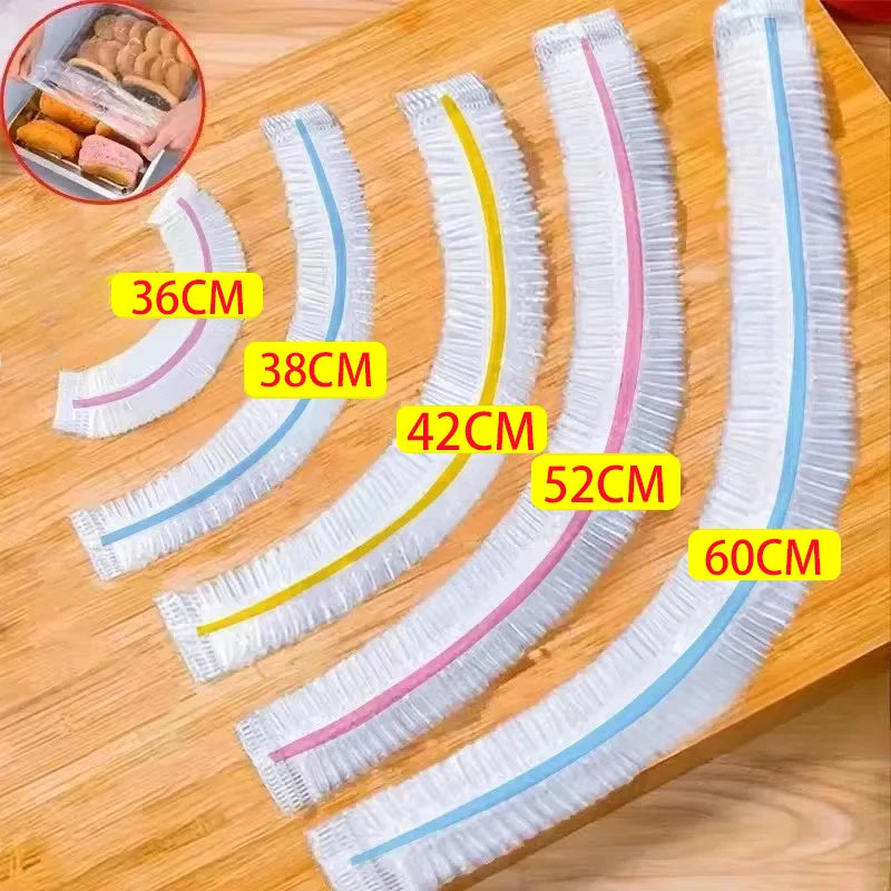 Disposable Food Cover Food Grade Home Fruit Vegetable Saran Wrap Storage Bag Elastic Plastic Wrap Shower Cap Fresh Keeping Ba