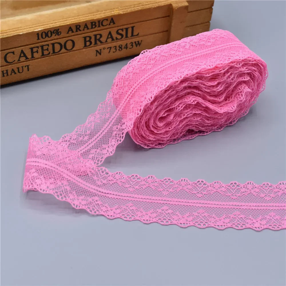 10Yards Lace Ribbon 40mm Wide White African Lace Fabric for Sewing Clothes Embroidered Lace for Crafts Trim Underwear Diy Tul