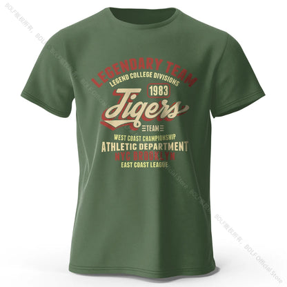 Minimalist Tiger Silhouette Printed 100% Cotton T-Shirt, Breathable Round Neck Short Sleeve Tee for Men & Women