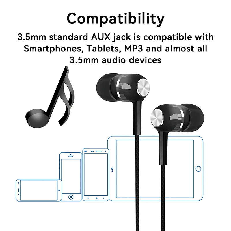 3.5mm Wired Earphone In Ear Headset HIFI Heavy Bass Earbuds Monitor Sports Headset Stereo Music Gaming Headphone With Microph