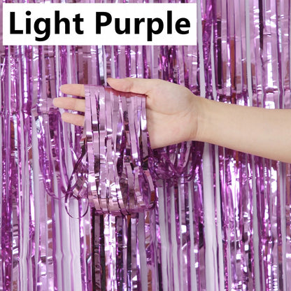 New 4/2/1Pack Party Backdrop Metallic Foil Fringe Tinsel Curtain Adult Kids Birthday Party Wedding Decoration Baby Shower Fav