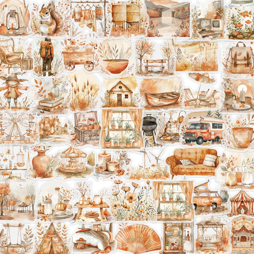 50PCS Watercolor Clip Art Stickers Exquisite Handheld Materials Phone Cases Laptop Suitcases Water Cups Waterproof Stickers