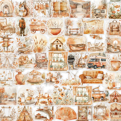 50PCS Watercolor Clip Art Stickers Exquisite Handheld Materials Phone Cases Laptop Suitcases Water Cups Waterproof Stickers