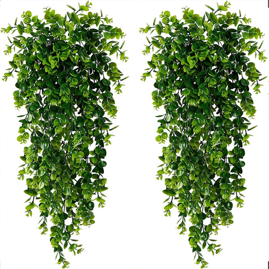 Artificial Hanging Plants Faux Eucalyptus Leaf Greenery Vine Outdoor UV Resistant Plastic Plants for DIY Home Wedding Decorat