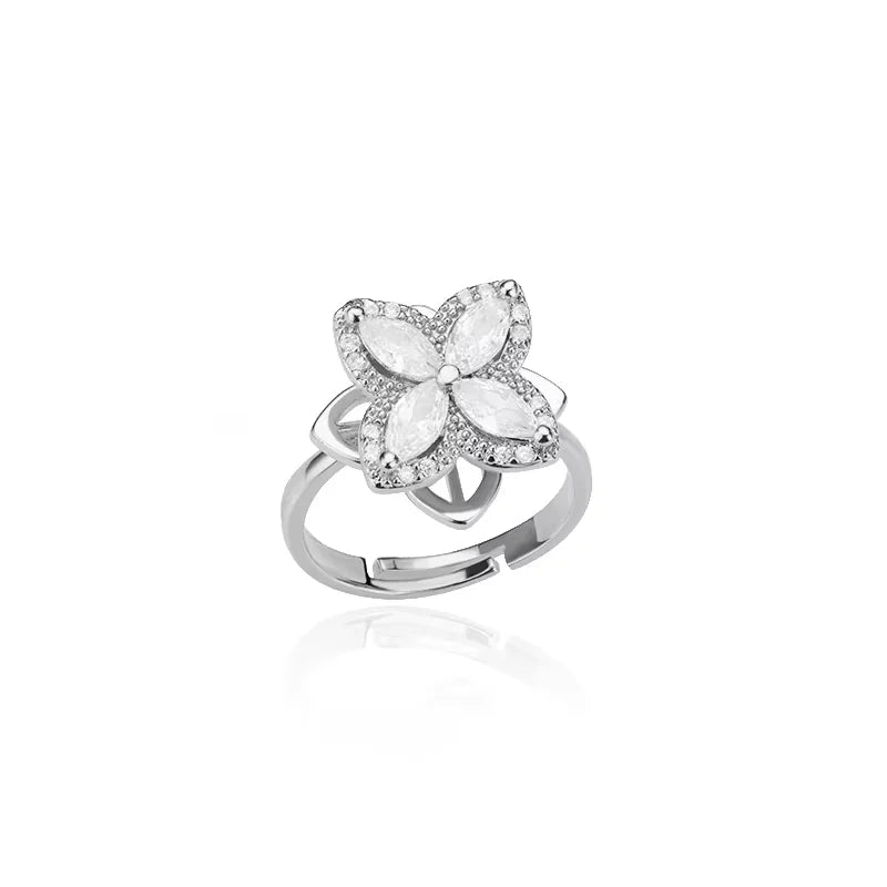 Anti Stress Anxiety Fidget Rings for Women Stainless Steel Sunflower Sun Star Spinner Ring Christmas Jewelry Gifts - JZ3828P