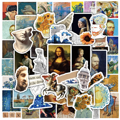 10/30/50PCS Vintage Painting PVC Sticker Aesthetic Decoration Scrapbooking Korean Stationery School Supplies - 30PCS B