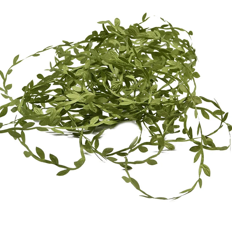 10/20M Silk Leaf-Shaped Handmake Artificial Green Leaves Faux Vines Bathroom Decorative Diy Wreath Accessories Home Decoreati
