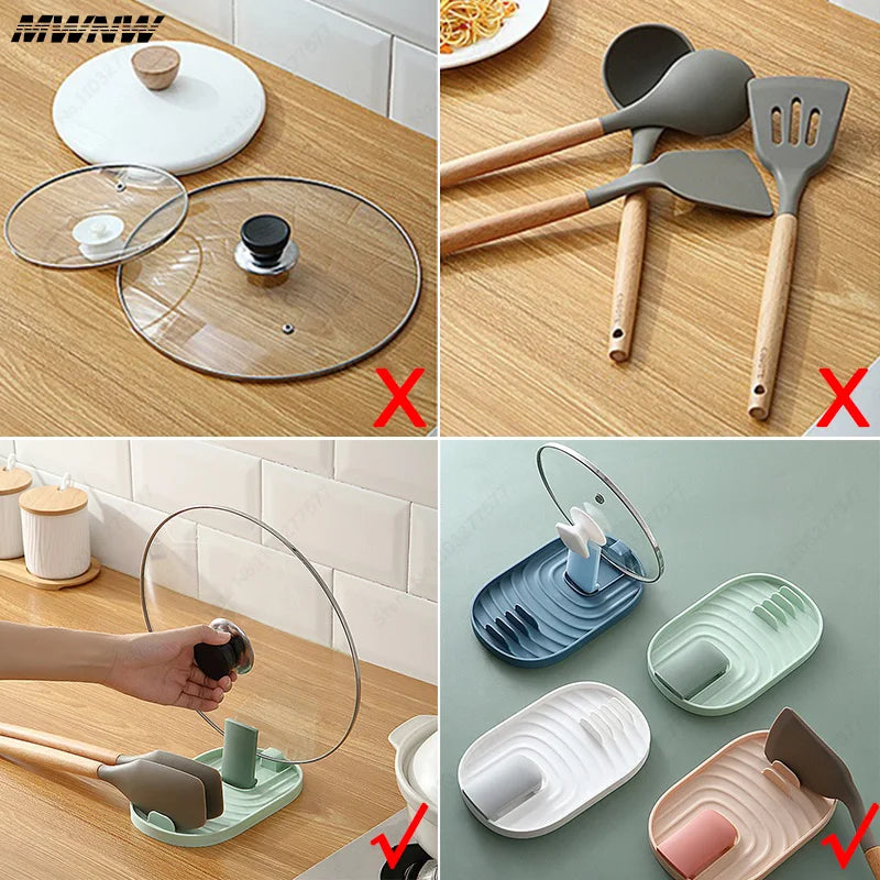 1pcs Polychrome Foldable Nordic Style Pot Holder Lid Shovel Storage Rack Practical Multifunctional Utensils for Kitchen Suppl