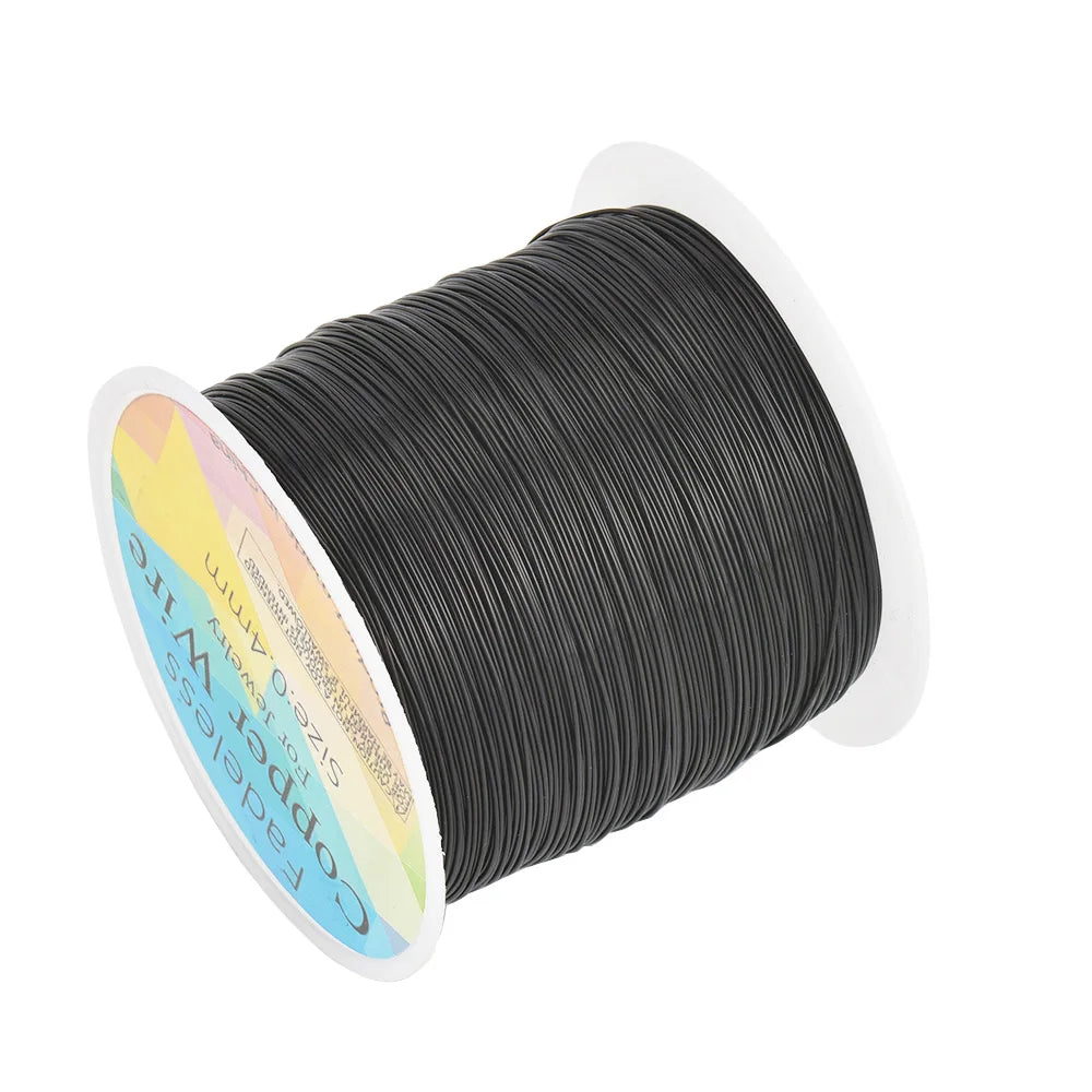 28 26 24Gauge Beading Floral Colored Jewelry Making Copper Craft Wire Soft DIY Metal Craft Art Wire 62-100Meters - Black / 32