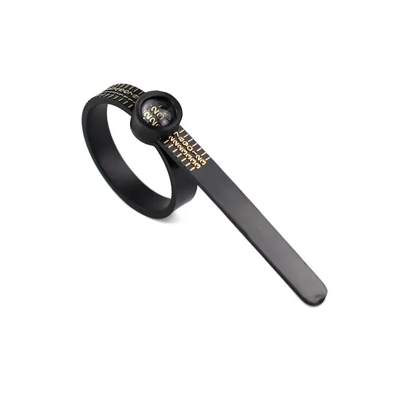 Ring Sizer with Magnifier - US/UK/EU/HK Jewelry Measuring Ruler for Finger Size Ring Size Measuring Tool - HK Size Black