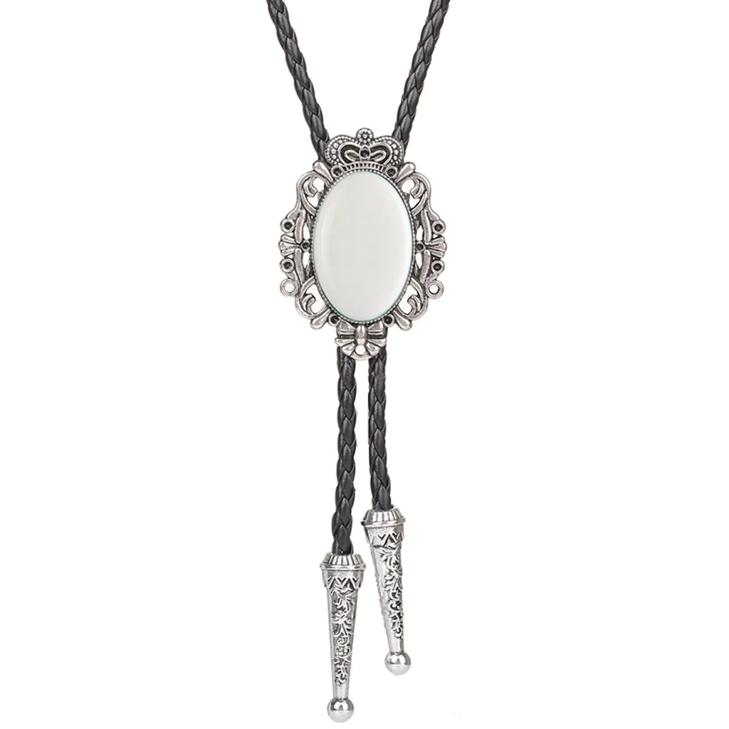 Bolo Tie Western Cowboy Opal Rodeo Leather Necktie - 10