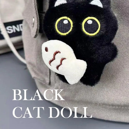 Cute Plush Black Cat Doll Toy Keychain Bag Pendant Charms Car Keyring Accessories For Women Couples Gift