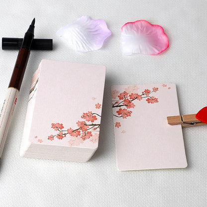20/40Pcs Blank Greeting Cards, Chinese Style Paper, White Kraft, Small, Floral, DIY Crafts - L / 40Pcs