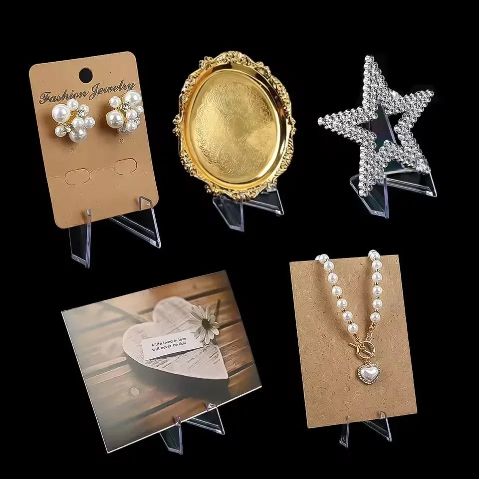 Flower Acrylic Placecard, Mini Acrylic Card Stands, Photo Display Holders for Coins, Sports Trading Cards, Clear Card Racks