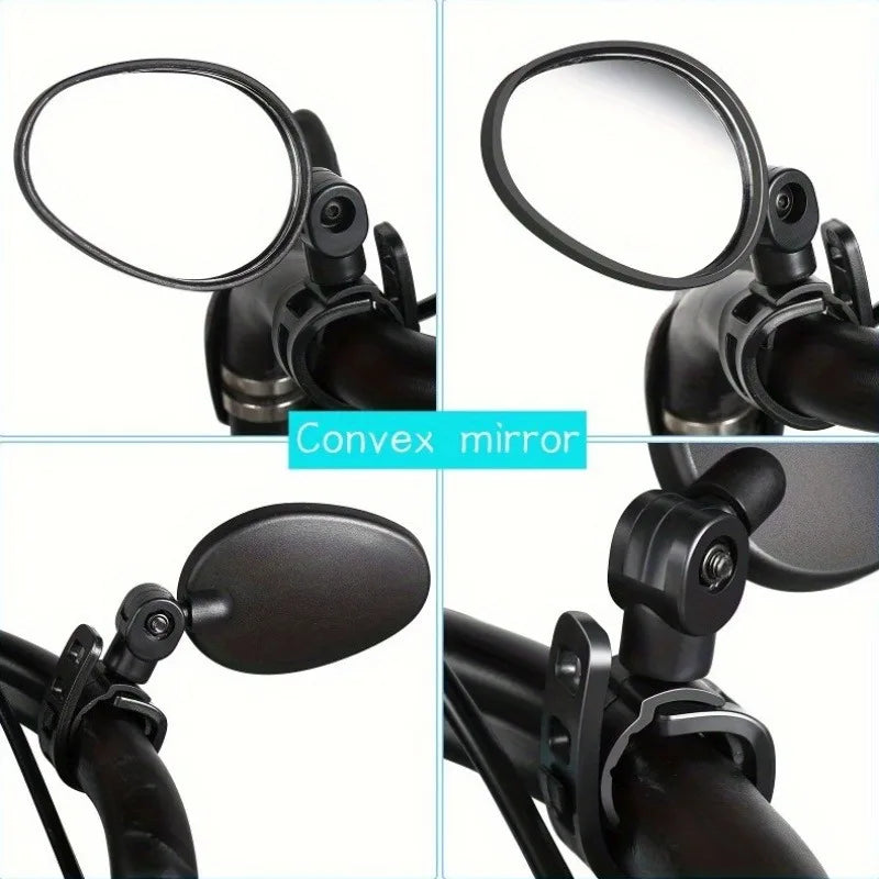 1/2PCS Bike Mirrors, Acrylic Convex Oval Rearview for Cycling360° Rotatable Shockproof Handlebar Mount Mirrors for Mountain &