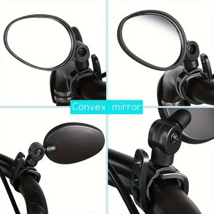 1/2PCS Bike Mirrors, Acrylic Convex Oval Rearview for Cycling360° Rotatable Shockproof Handlebar Mount Mirrors for Mountain &