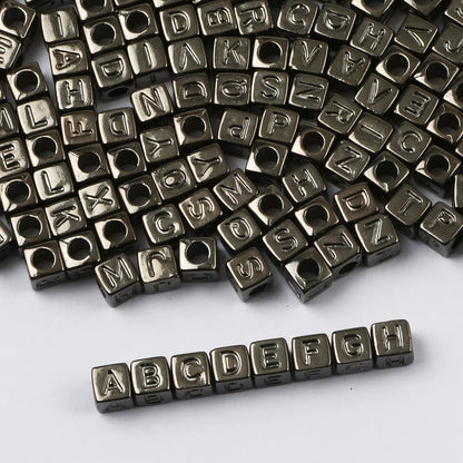 100-500pcs Square White and Black Mixed Letter Acrylic Beads Cube Loose Spacer Alphabet Beads For Jewelry Making Diy Accessor