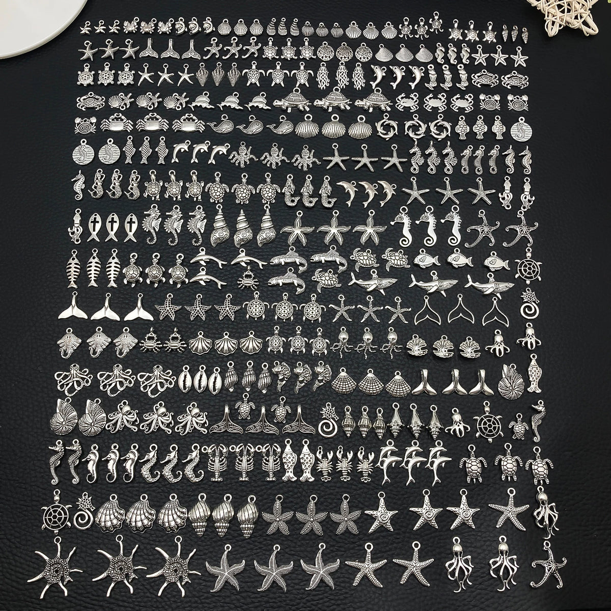Mystic Ocean Charm Collection (20/50/100pcs) - Nautical DIY Jewelry Supplies in Aged Silver Finish
