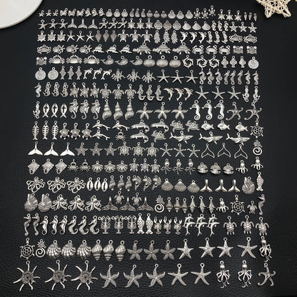 Mystic Ocean Charm Collection (20/50/100pcs) - Nautical DIY Jewelry Supplies in Aged Silver Finish