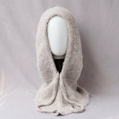 Unisex 100%Wool Knitted Balaclava Winter Ear Face Neck Protect One-Piece Scarf Hat Soft Warm Hooded Beanies Twist False Colla