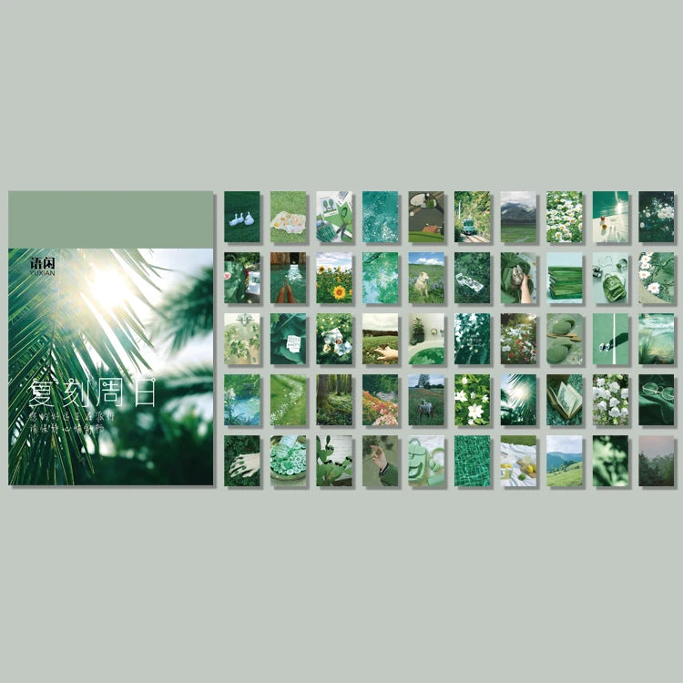 Yoofun 50 Sheets Natural Scenery&Art Paintings Stationery Stickers Book Aesthetic Landscape Cute Scrapbooking Planner Journal