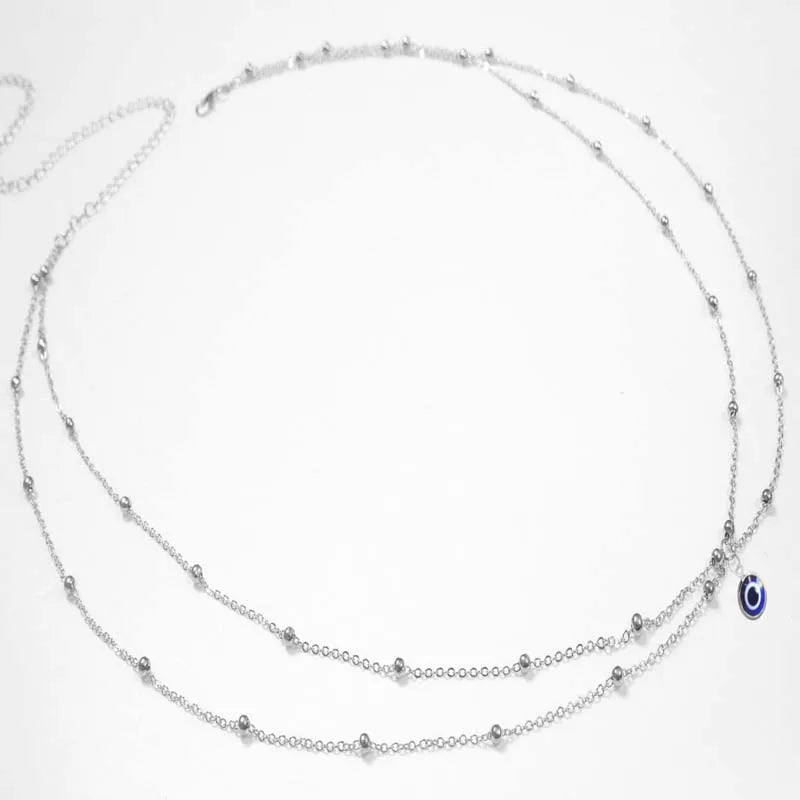 Fashion Double Layer Beaded Waist Chain for Women Simple Gold Color Metal Cross Round Bead Body Chain Bikini Jewelry Acessori