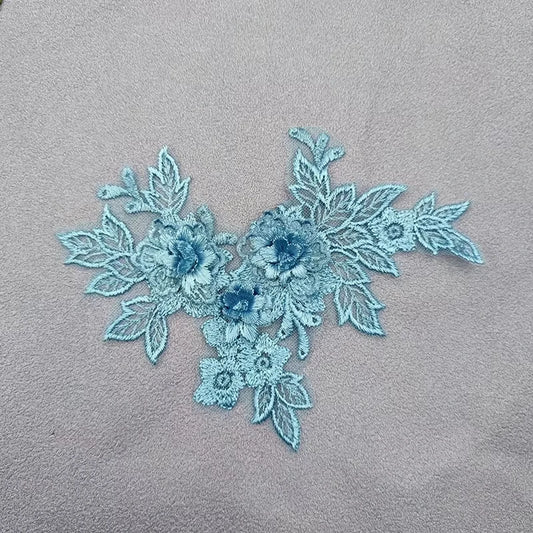 Lace Applique Sew on Patch Fabric 1Pair Embroidery Flower Exquisite Trim Patches Crafts Stickers Bag Gown Decoration