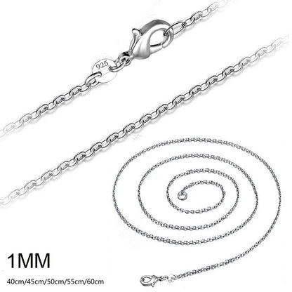 5pcs/lot 925 Sterling Silver Chain necklace,Fashion Men/Women DIY Jewelry Rolo Chain 1mm Necklace 16 18 20 22 24"