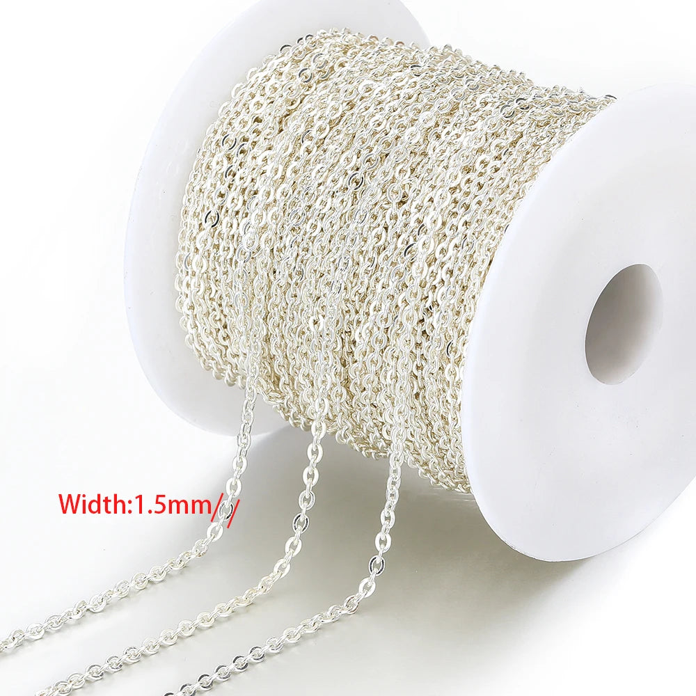 2 Meters No Fade Stainless Steel 1/1.5/2mm Width Cross Chains Link Chains for Necklaces Bracelets Findings DIY Jewelry Materi