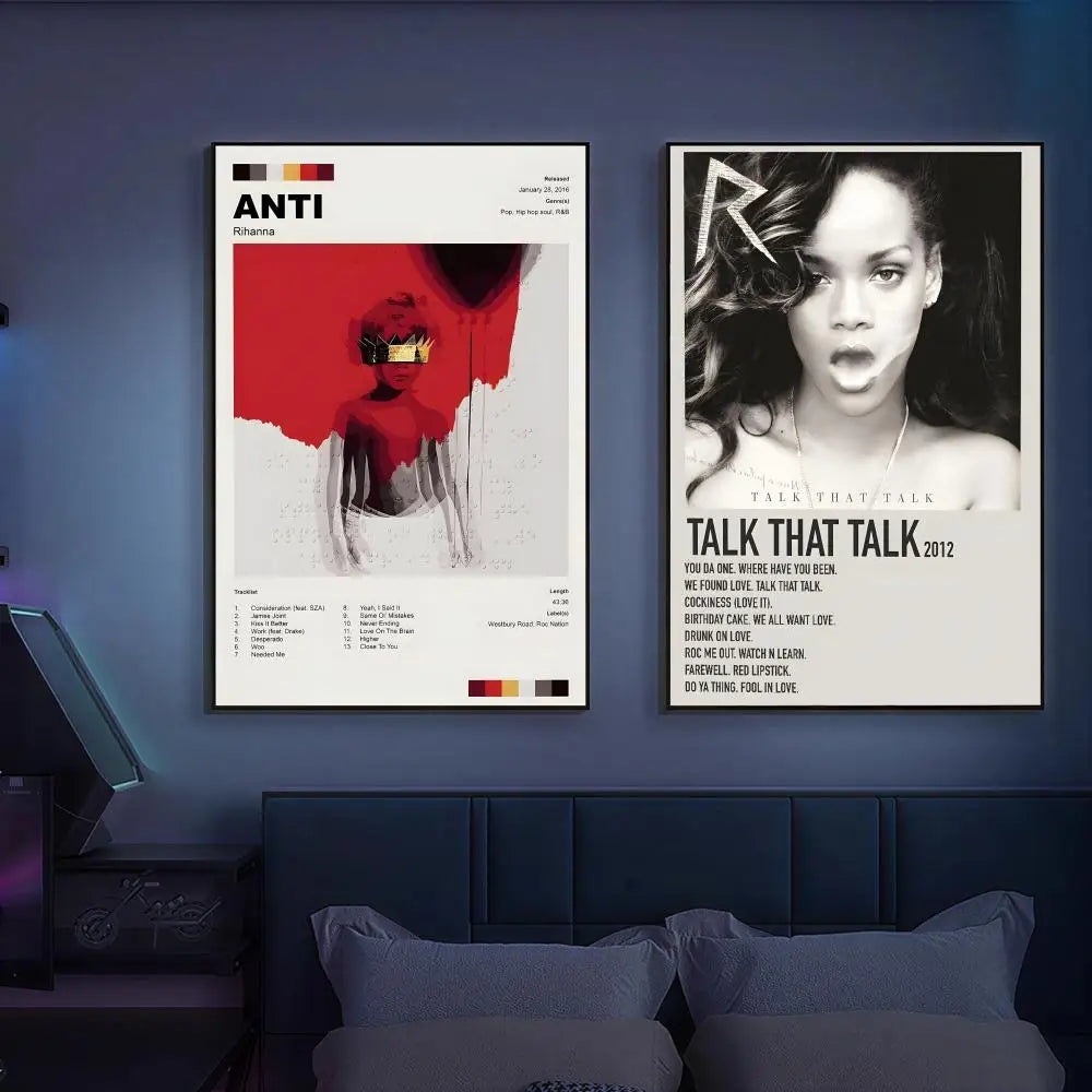 R-Rihannas Hot Singer Music Poster Versatile HD Waterproof Wall Art Self-Adhesive Decor for Any Space Ideal Gift