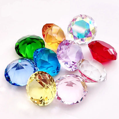 10pcs 25mm Crystal Diamond Multicolor,Home Decor Wedding Decorations for Kid Birthday Table Setting, Diamond Shaped Paperweig