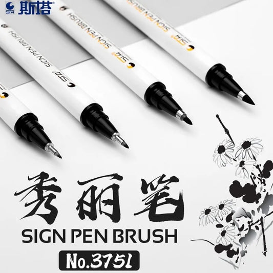 4pcs/set Waterproof Calligraphy Pen Soft Brush Sketching Lettering Writing Drawing Art Supplies School Stationer 3751