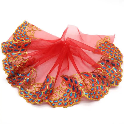 18CM H629 Organza Peacock Colorful Lace Wedding Embroidered Diy Handmade Patchwork lace TRIM Ribbon For Sewing Supplies Craft