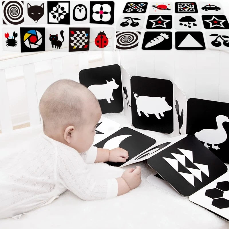 Black and White Cards High Contrast Baby Toys 0-36 Months Newborns Visual Stimulation Brain Development Learning Flash Cards