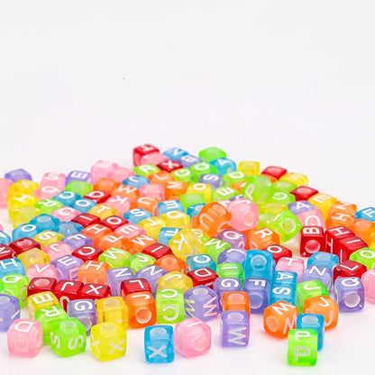 500/300pcsAcrylic Alphabet Cube Beads, Assorted A-Z Letter Spacer Beads for Bracelet, Necklace DIY Jewelry Making Craft Suppl